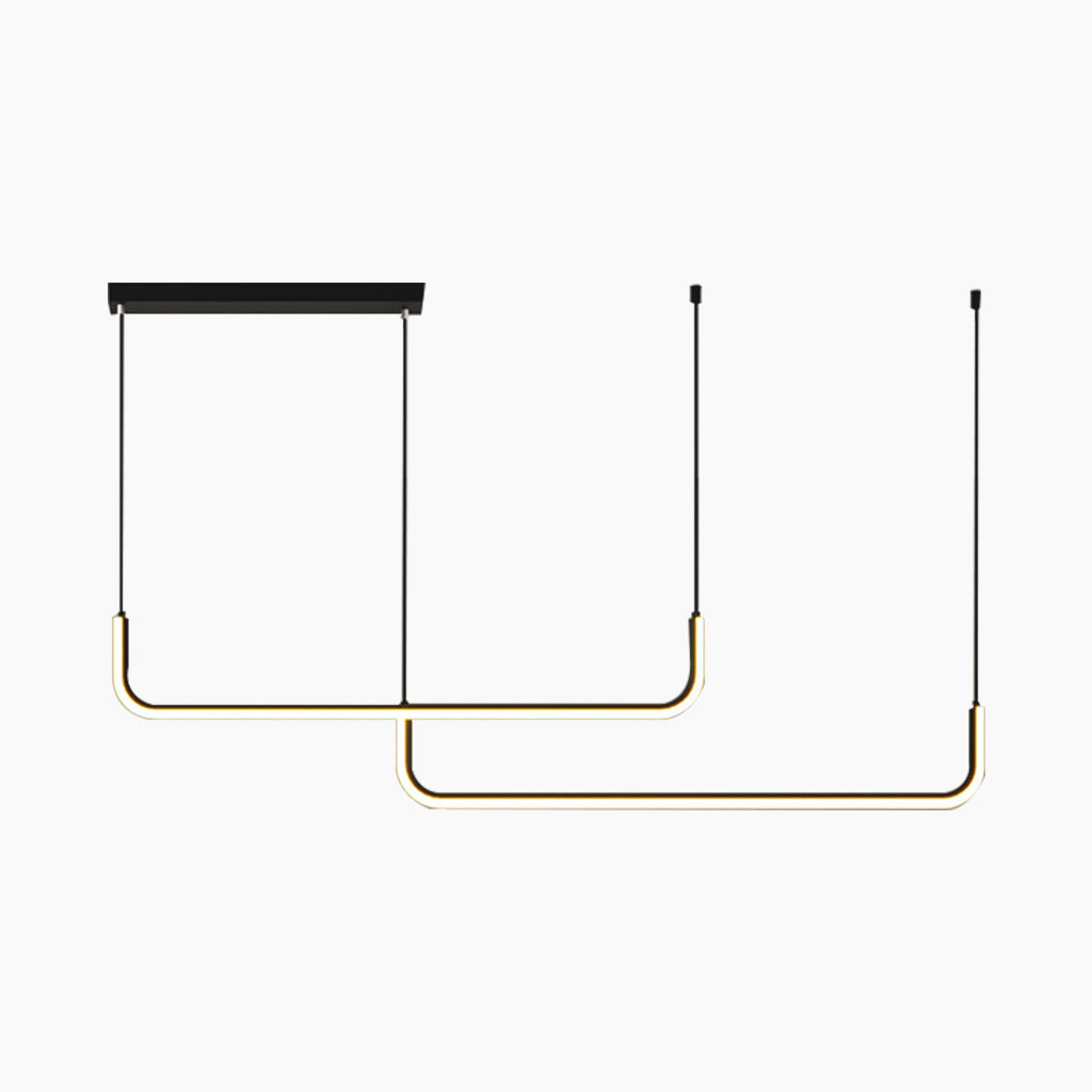 Chandelier Metal Linear 35.4 in Adjustable LED Black Gold Living Room Dining Room Bedroom Lighting | Thomler