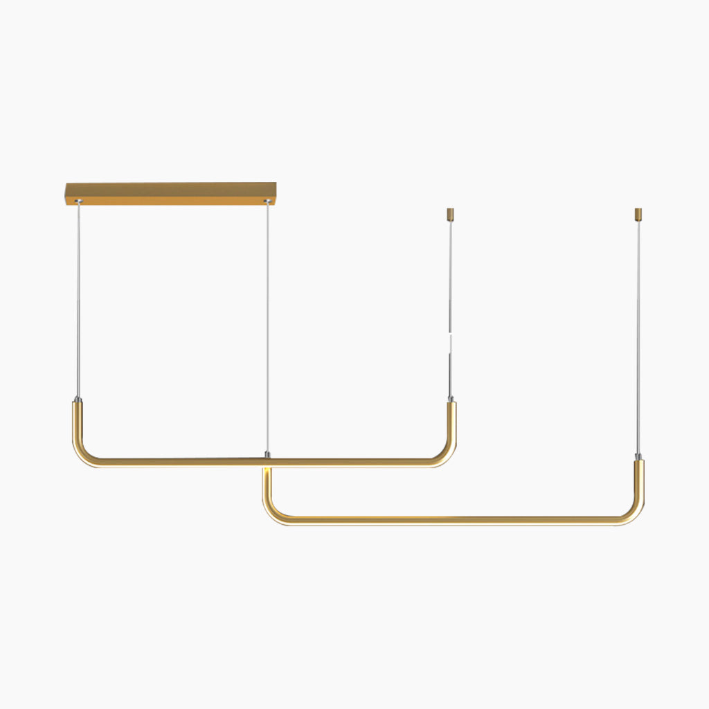 Chandelier Metal Linear 35.4 in Adjustable LED Black Gold Living Room Dining Room Bedroom Lighting | Thomler