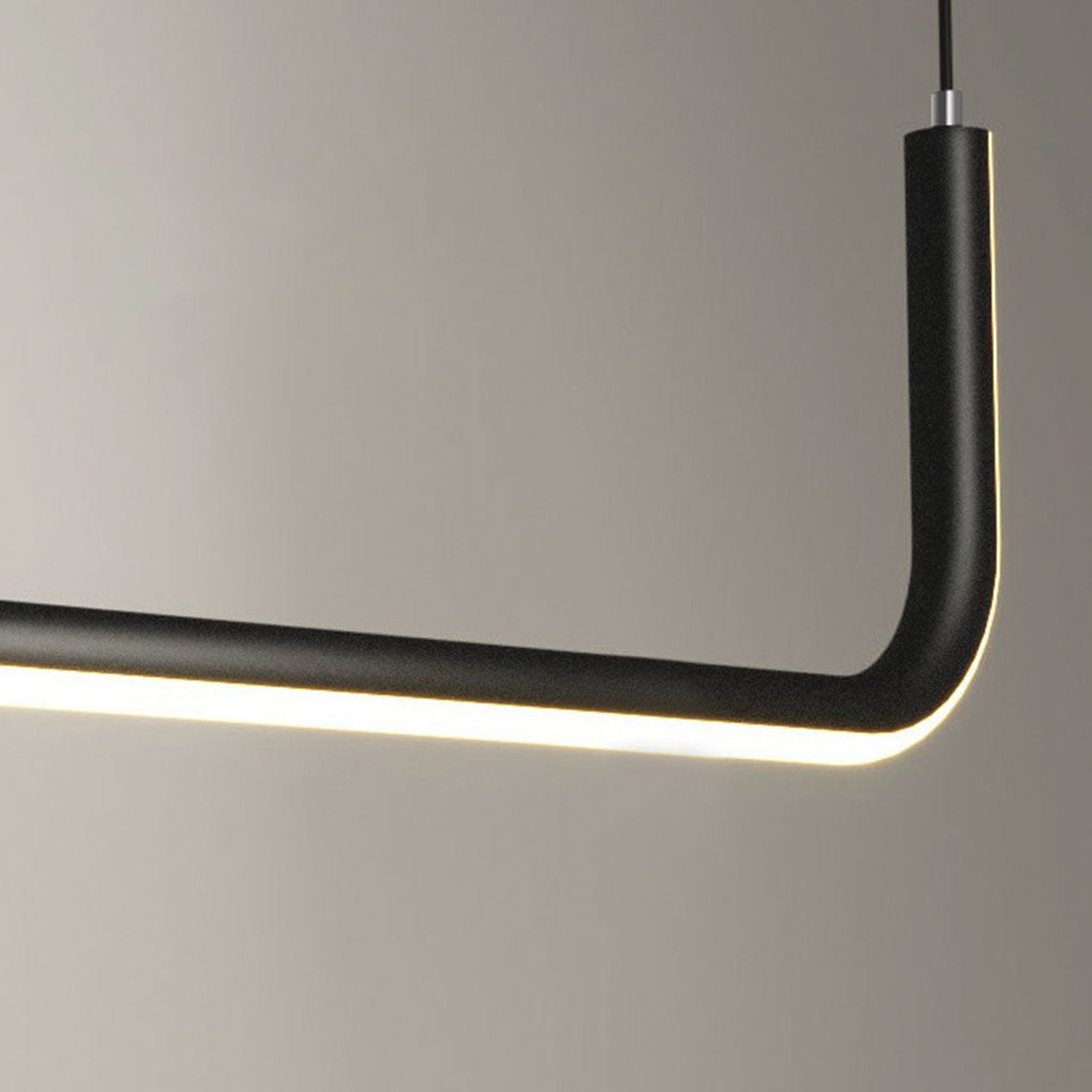Chandelier Metal Linear 35.4 in Adjustable LED Black Gold Living Room Dining Room Bedroom Lighting | Thomler