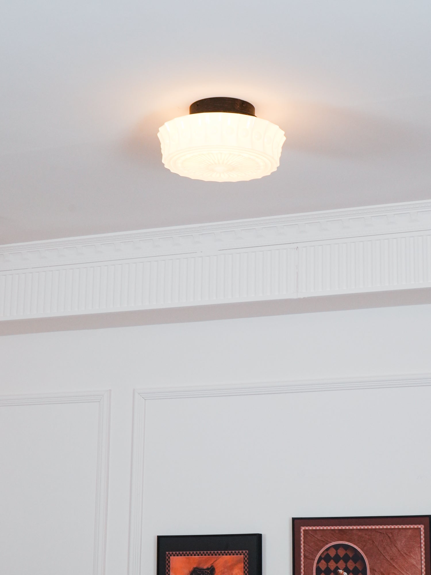Metal Glass Ceiling Light 14.2 in Black Flush Mount Indoor Living Room Dining Fixture E26 E27 Multi Bulb | Thomler