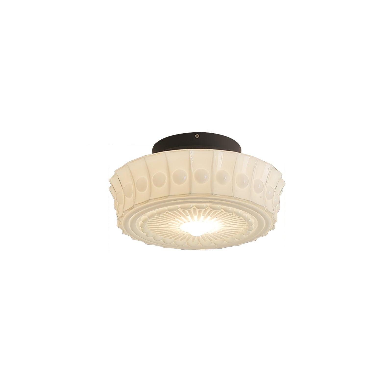 Metal Glass Ceiling Light 14.2 in Black Flush Mount Indoor Living Room Dining Fixture E26 E27 Multi Bulb | Thomler