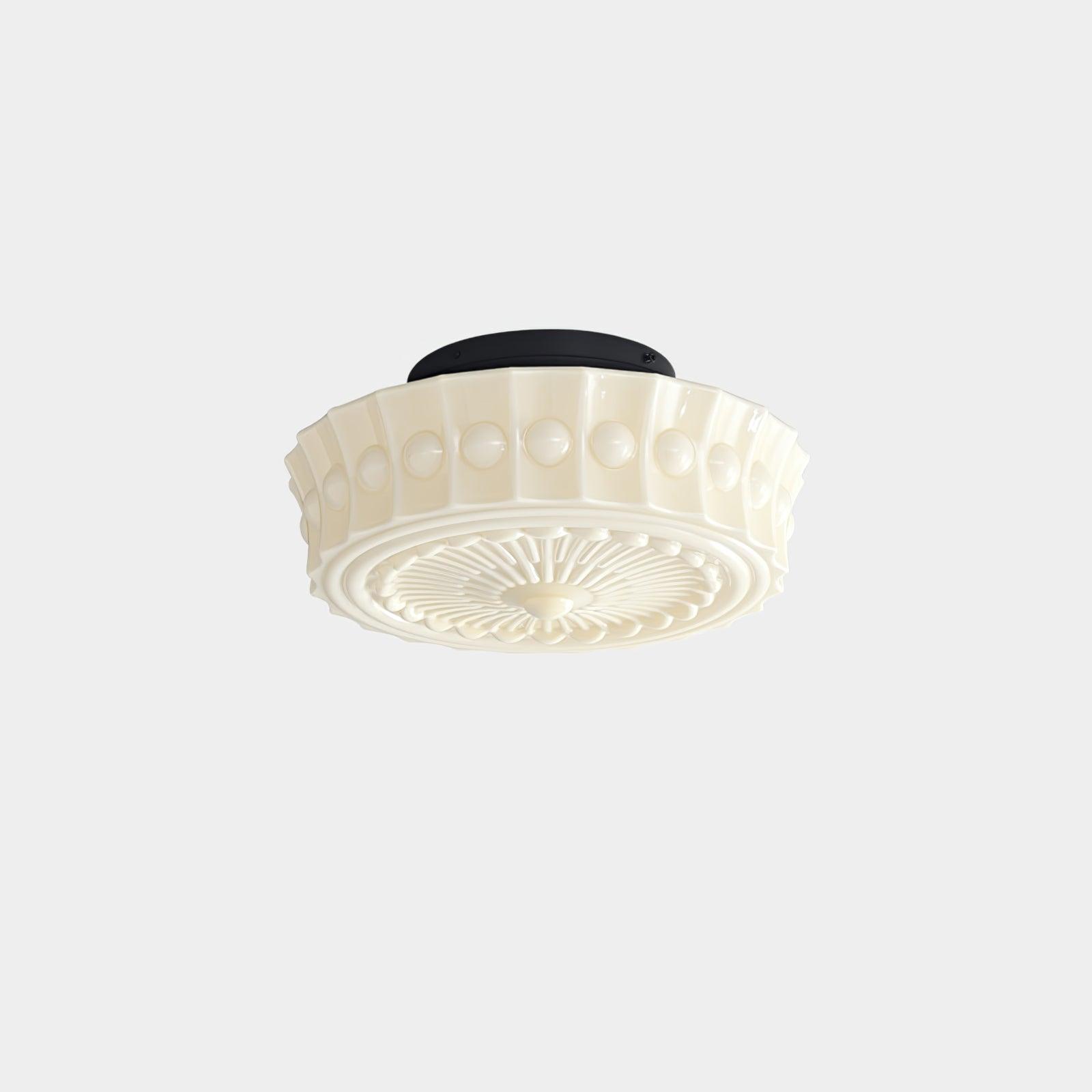 Metal Glass Ceiling Light 14.2 in Black Flush Mount Indoor Living Room Dining Fixture E26 E27 Multi Bulb | Thomler
