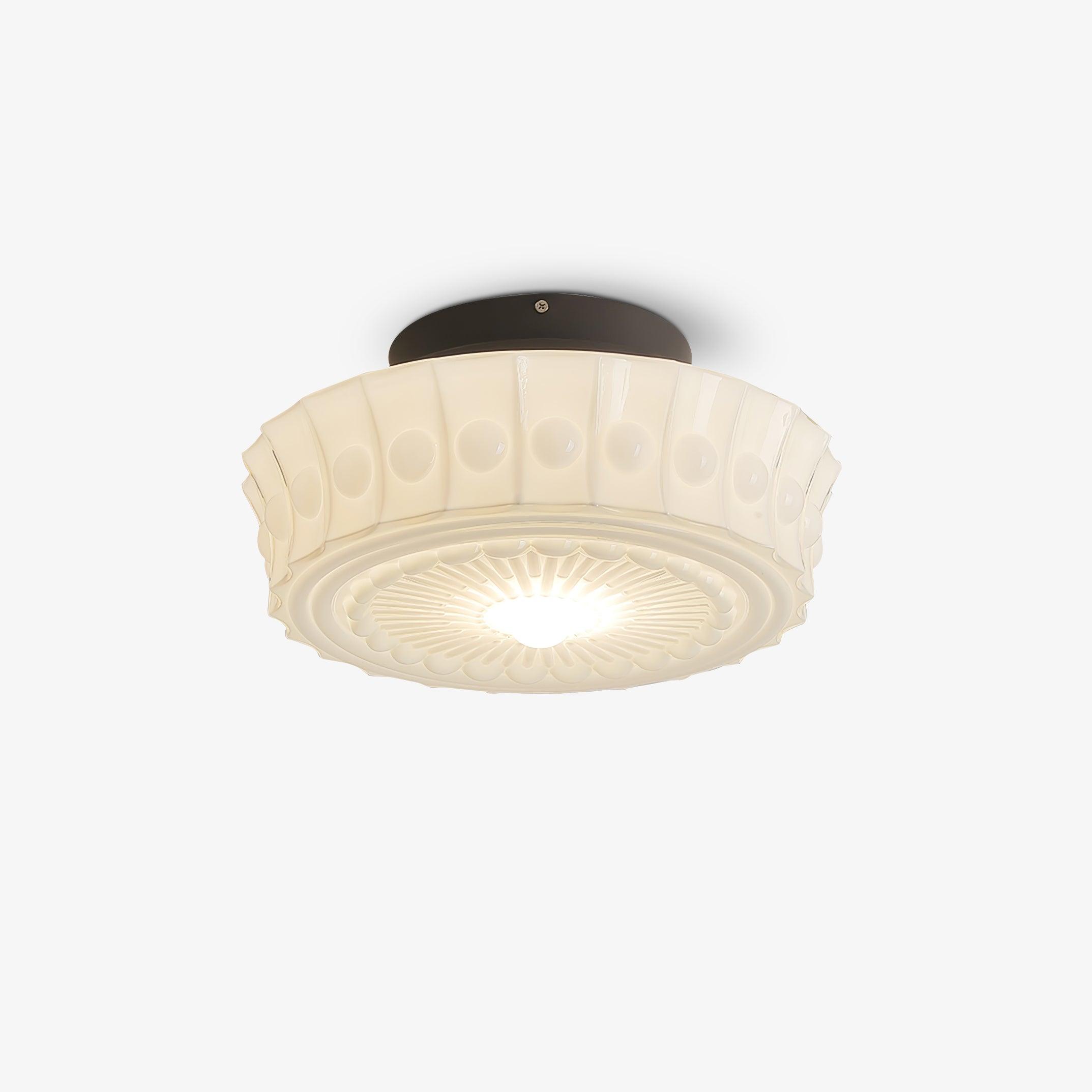 Metal Glass Ceiling Light 14.2 in Black Flush Mount Indoor Living Room Dining Fixture E26 E27 Multi Bulb | Thomler