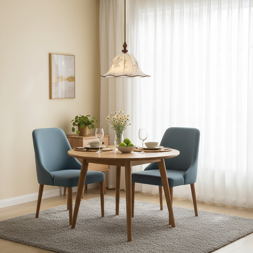 Pendant Light Wood Cloth Metal 9.8 in White Gold Wavy Floral Shade Dining Kitchen Vintage | Thomler