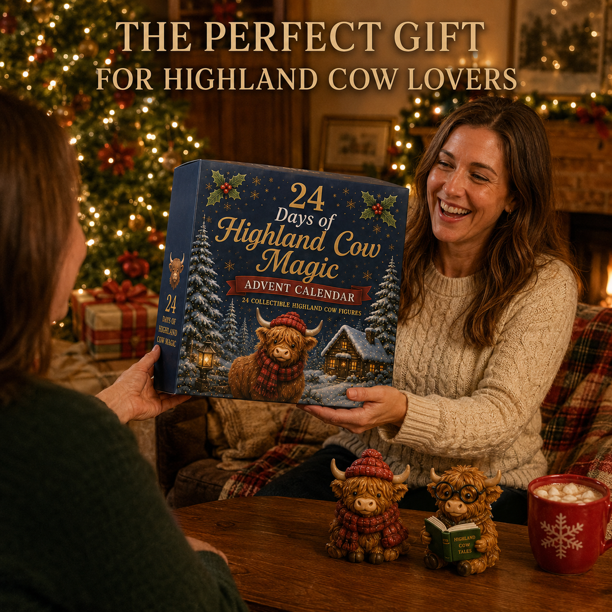 Highland Cow Advent Calendar – 24-Day Christmas Countdown with Collectible Miniatures for Holiday Decoration | Thomler