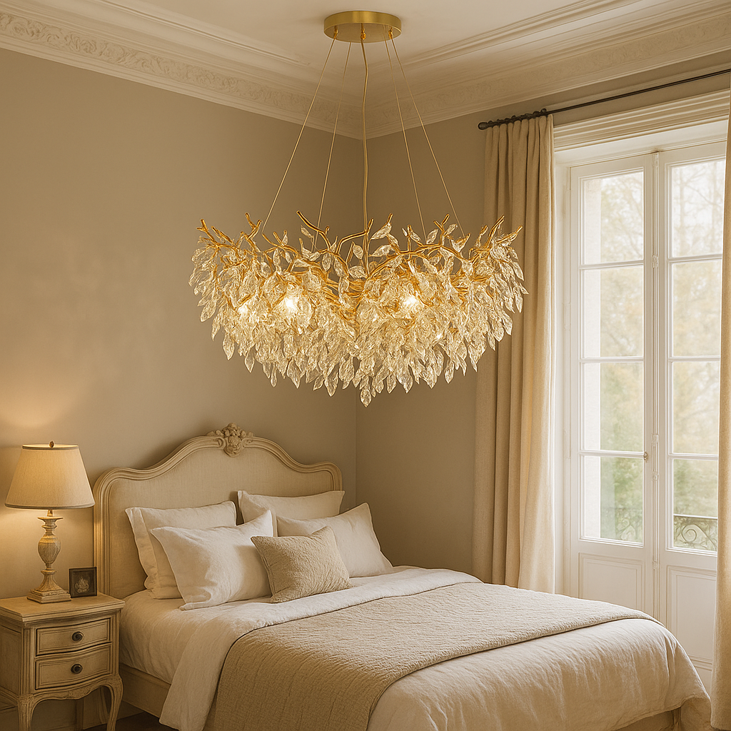 Pendant Light Crystal Aluminium Ø80.0 cm Gold Dining Room Living Room Hanging Ceiling Chandelier Warm White LED Adjustable Suspension | Thomler
