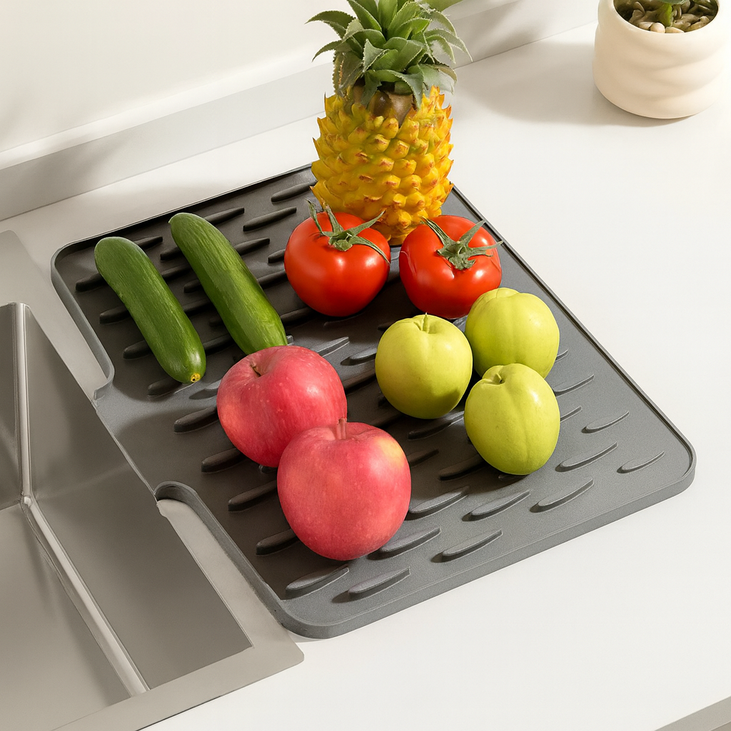 Silicone Dish Drying Mat – Heat-Resistant Kitchen Countertop Protector for Dishes & Cookware, Non-Slip Draining Pad, Dishwasher Safe | Thomler