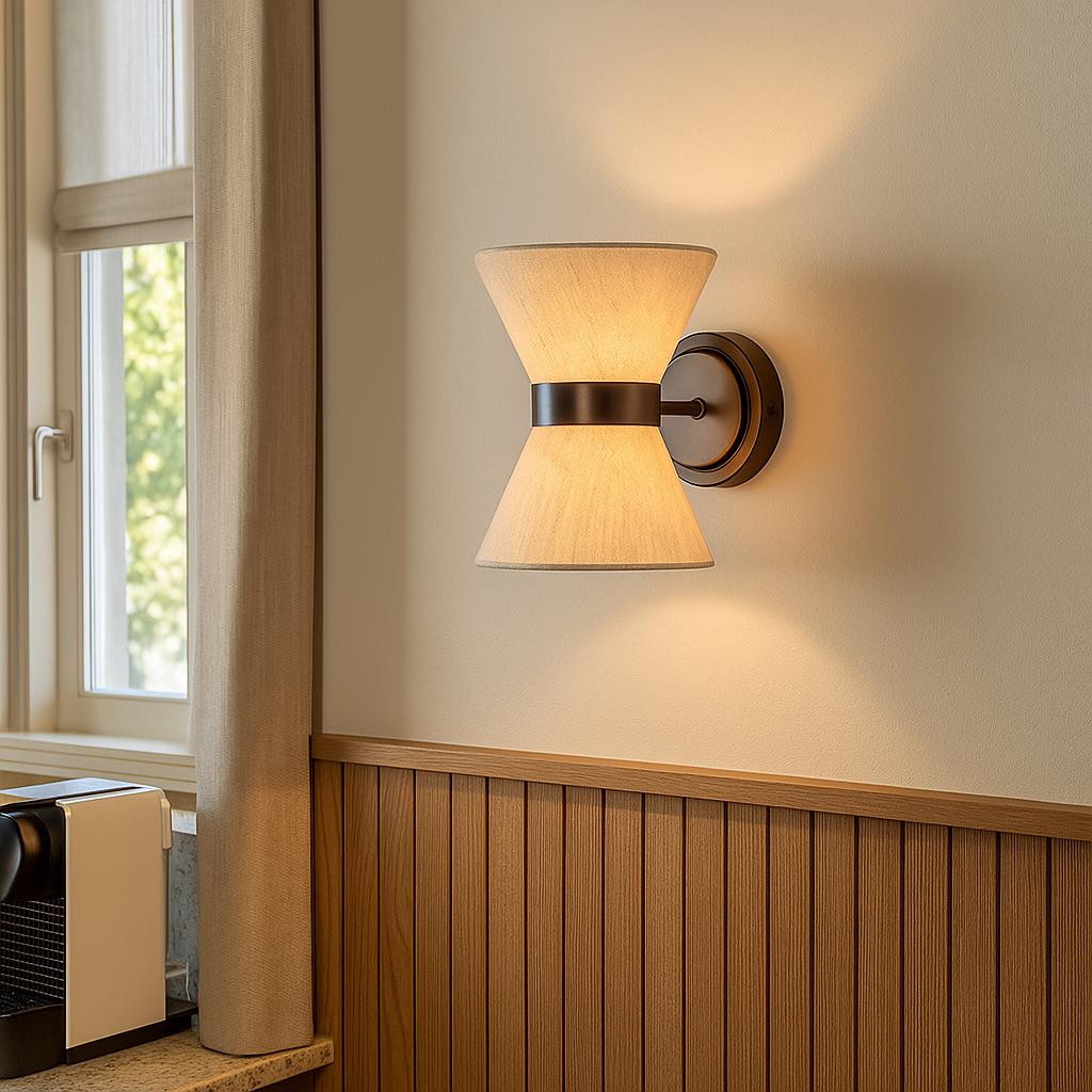 Wall Lamp Silk Fabric Shade Ø24.0 cm 9.4" Bedroom Hallway Japandi Wall Lighting G9 Ambient Light | Thomler