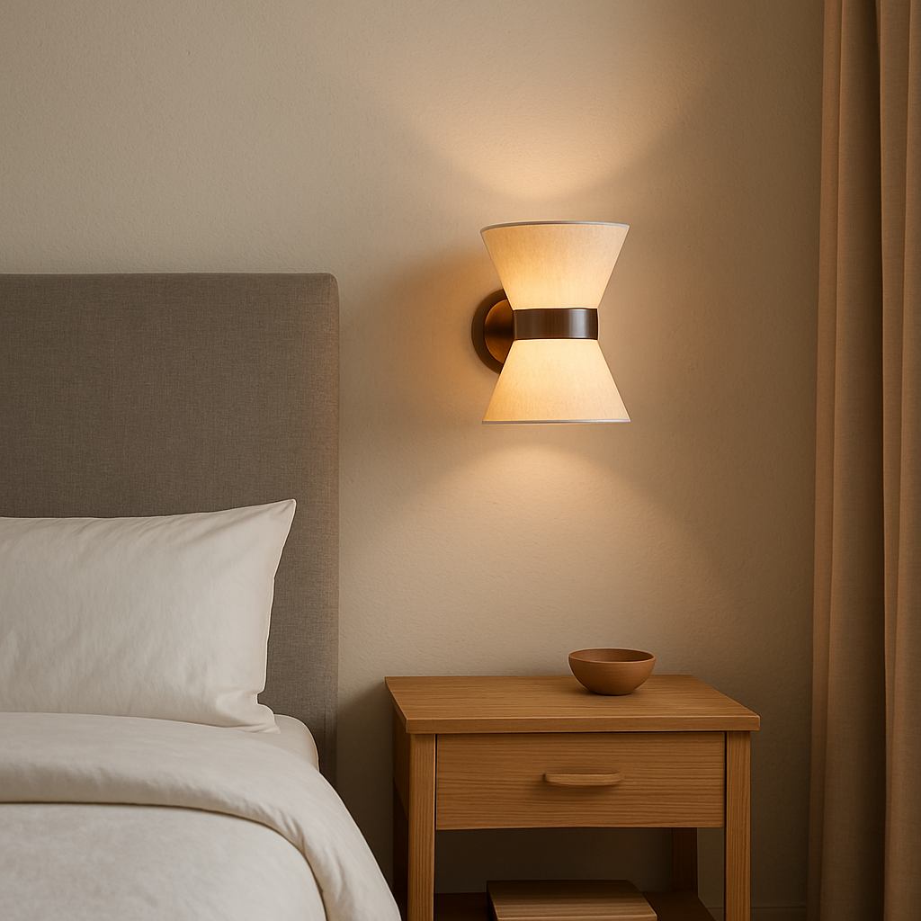 Wall Lamp Silk Fabric Shade Ø24.0 cm 9.4" Bedroom Hallway Japandi Wall Lighting G9 Ambient Light | Thomler