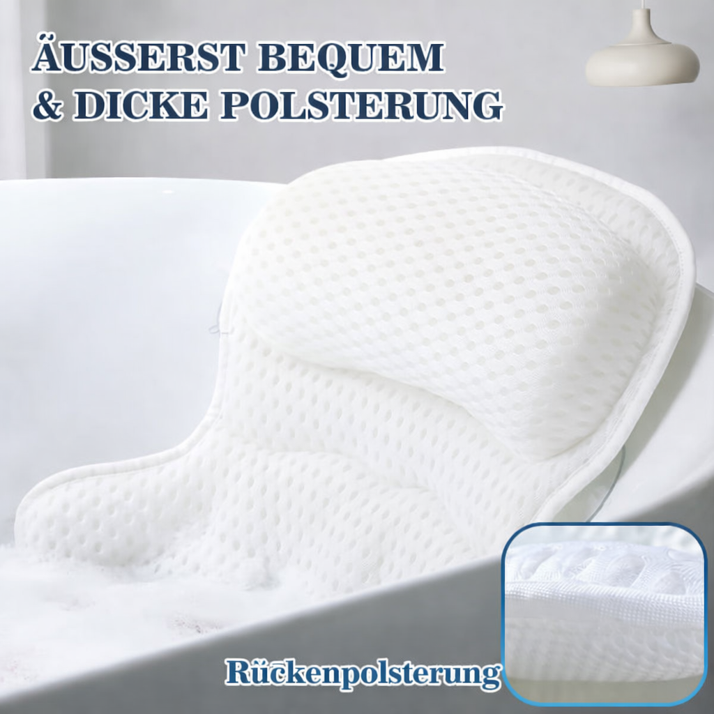 Contoured Spa Bath Pillow with Suction Cups for Neck and Back Support – Breathable 4D Mesh Design | Thomler