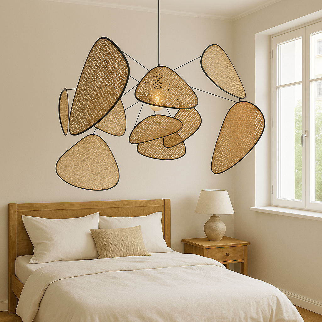 Pendant Light Rattan LED 3000K Warm White Adjustable 150.0 cm Dining Room Bedroom Hanging Ceiling Lamp | Thomler