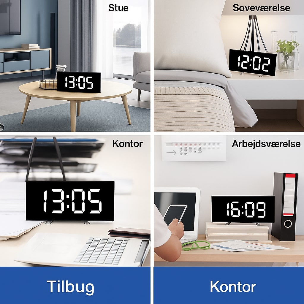 Alarm Clock LED Curved Display 17.0 cm USB Bedroom Bedside Digital Desk Clock Large Screen | Thomler