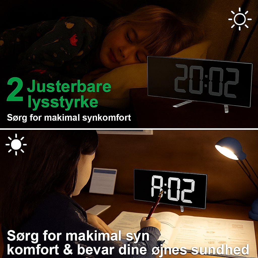 Alarm Clock LED Curved Display 17.0 cm USB Bedroom Bedside Digital Desk Clock Large Screen | Thomler