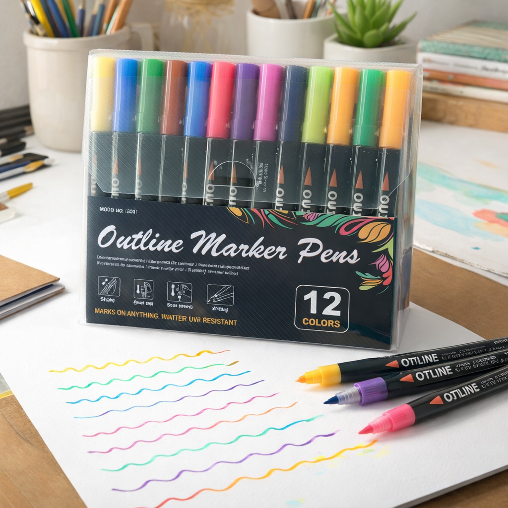 Dual-Tip Metallic Art Markers for Kids – Vibrant Colors for Glass, Paper & Acrylic Projects | Thomler