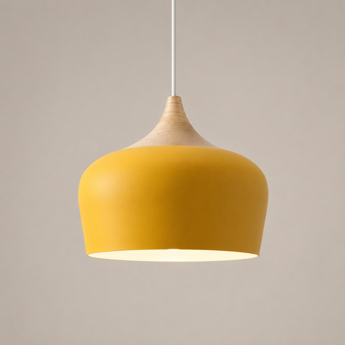 Dome Pendant Light with Adjustable Cord – Aluminum & Wood Accent for Dining Room, Kitchen Island & Reading Nook | Thomler