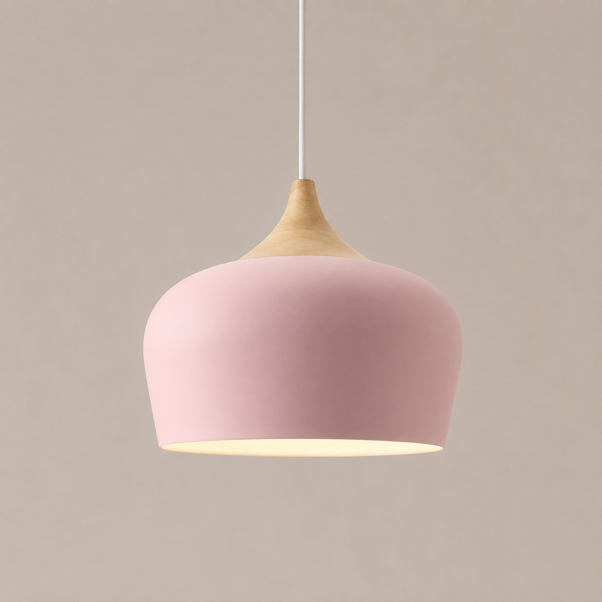 Dome Pendant Light with Adjustable Cord – Aluminum & Wood Accent for Dining Room, Kitchen Island & Reading Nook | Thomler