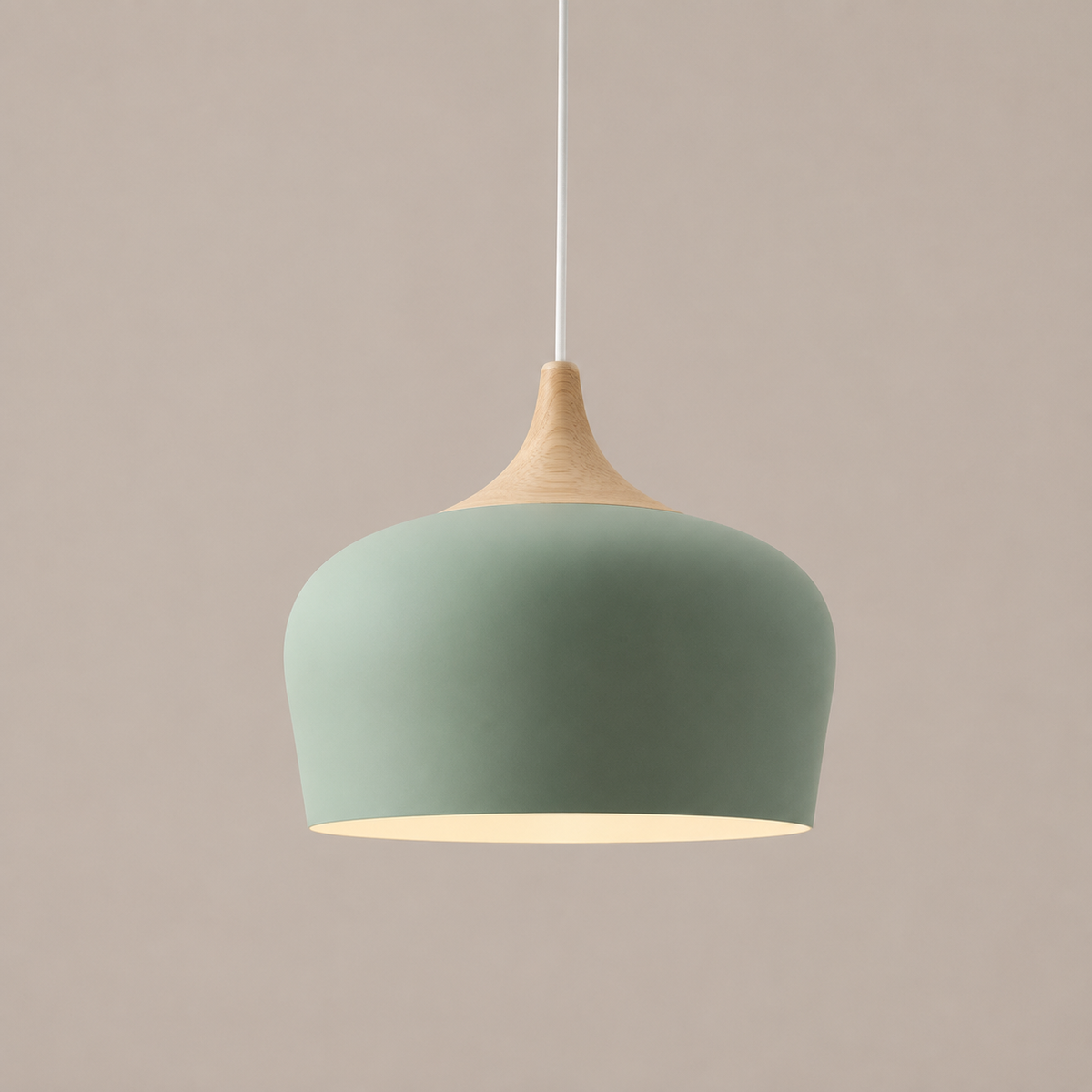 Dome Pendant Light with Adjustable Cord – Aluminum & Wood Accent for Dining Room, Kitchen Island & Reading Nook | Thomler