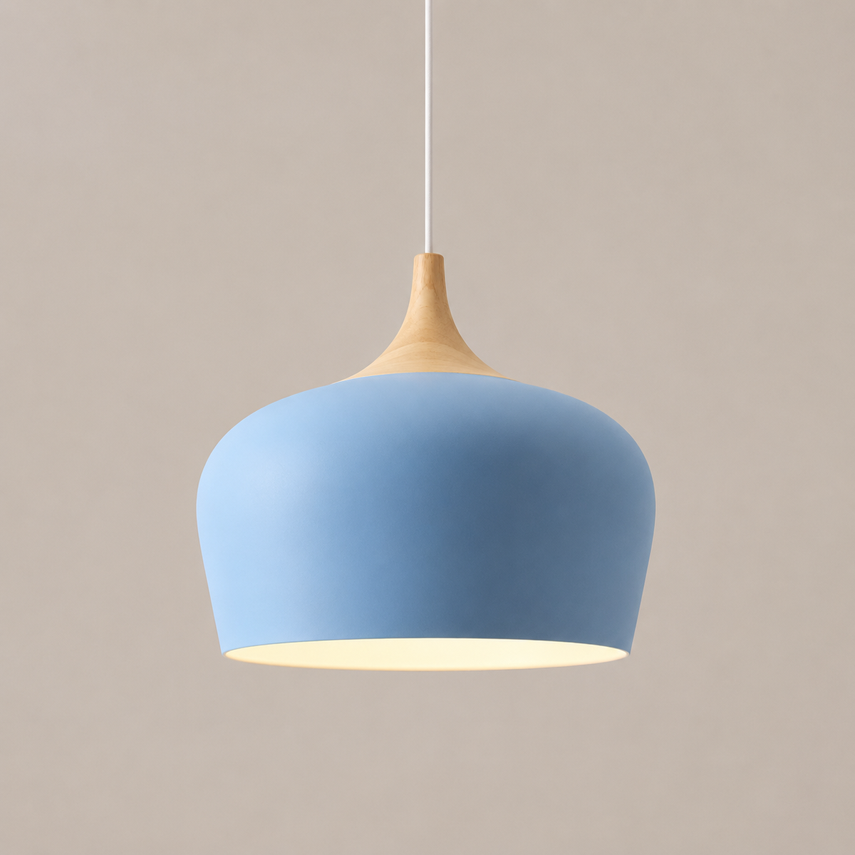 Dome Pendant Light with Adjustable Cord – Aluminum & Wood Accent for Dining Room, Kitchen Island & Reading Nook | Thomler