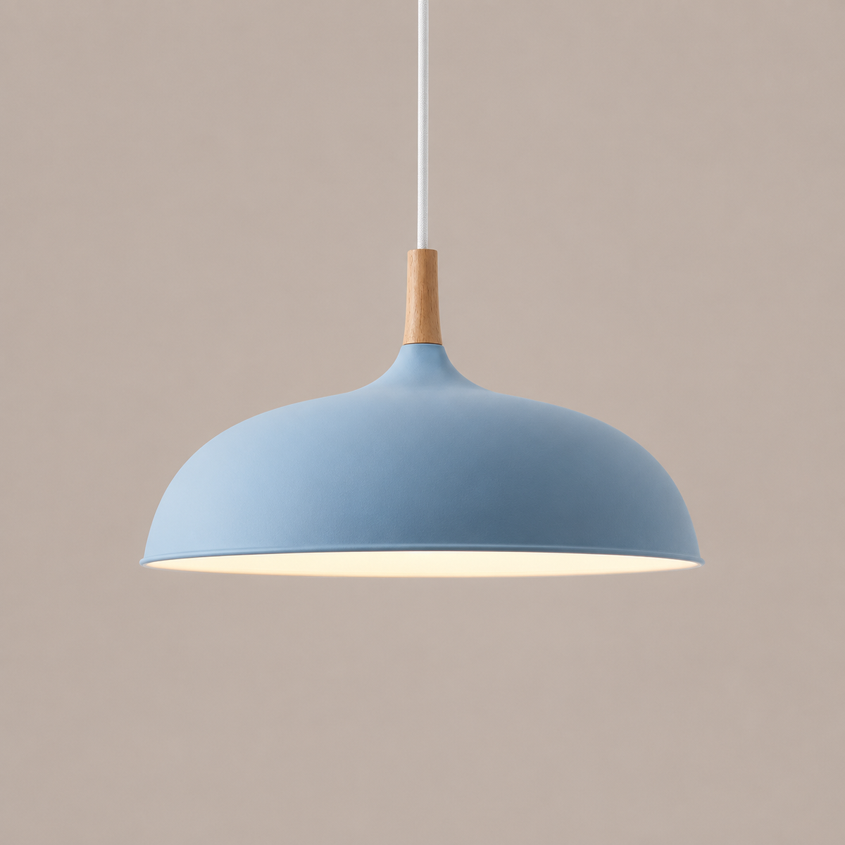 Dome Pendant Light with Adjustable Cord – Aluminum & Wood Accent for Dining Room, Kitchen Island & Reading Nook | Thomler