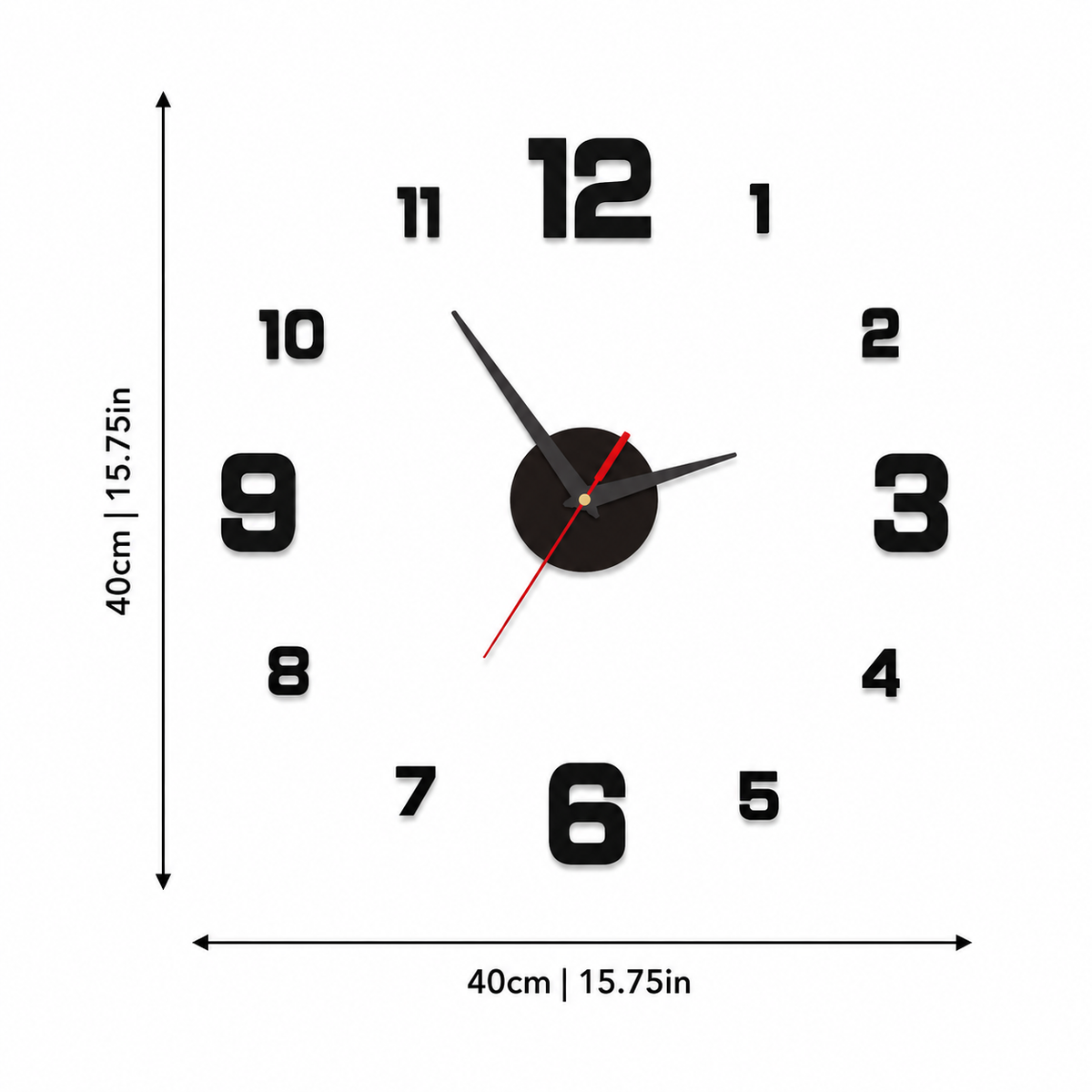 Modern 3D Frameless Wall Clock with Luminous Numbers – DIY Silent Movement, Customizable Layout for Living Room, Bedroom & Office Decor | Thomler