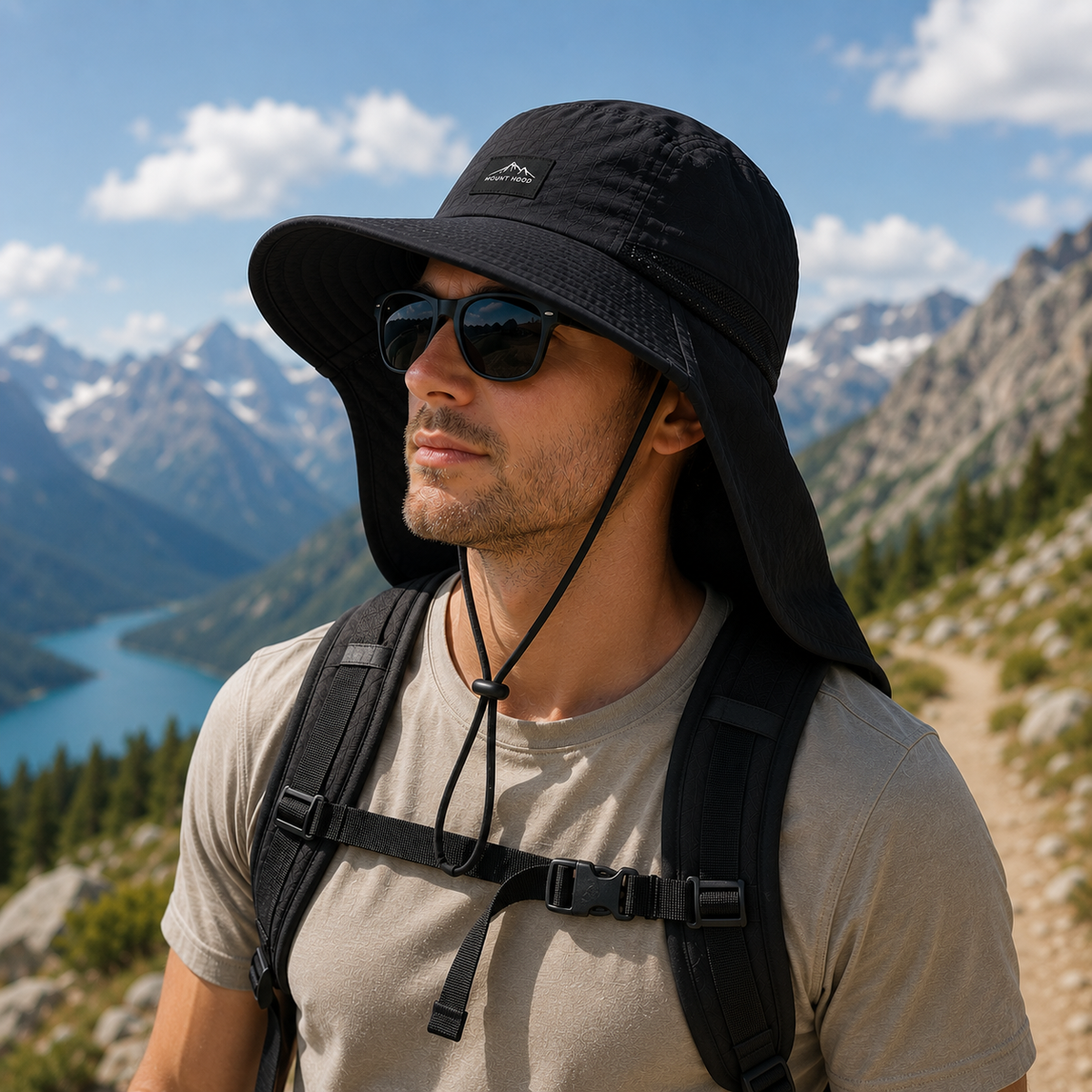 Wide Brim Hiking Hat with Neck Flap & UPF 50+ Sun Protection for Trail Running, Backpacking & Summer Outdoor Adventures | Thomler