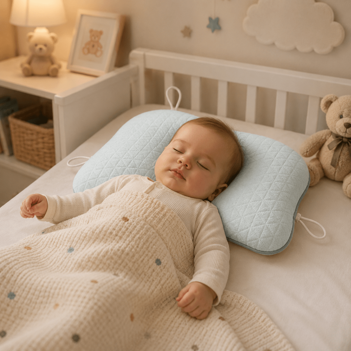 Breathable Baby Head Support Pillow – Soft Ergonomic Cushion for Infant Comfort & Restful Sleep | Thomler