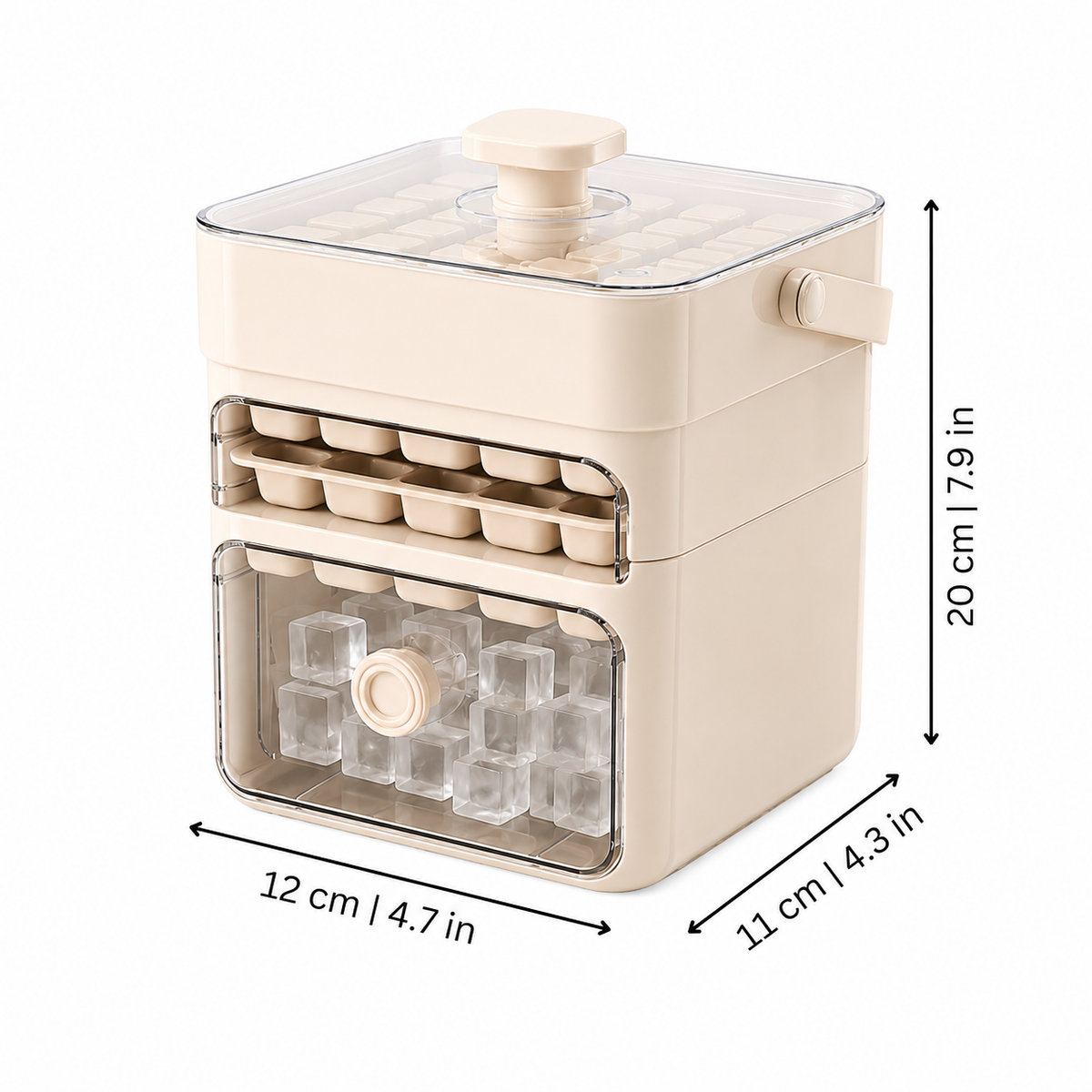 Ice Cube Tray with Lid & Storage Bin – Stackable Freezer Container for Fresh Cubes, Odor-Free Refrigerator Organization, Easy Release | Thomler