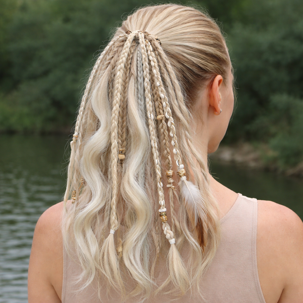 Boho Hair Extension Ponytail with Beads & Shells – Instant Festival Look for Women | Thomler
