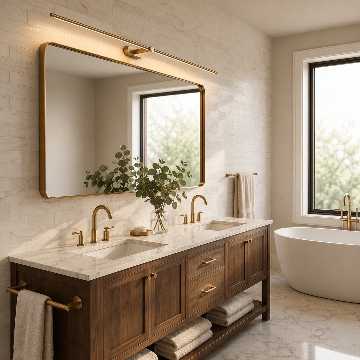 Hardwired LED Vanity Bar Light – Adjustable Metal Bathroom Mirror Fixture for Modern Homes | Thomler