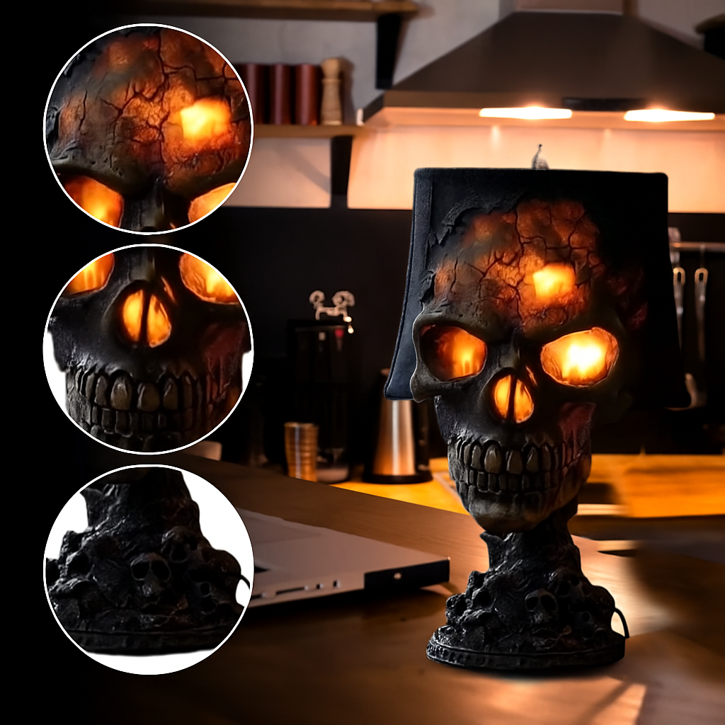 Skull Lava Lamp with Flowing Red Core – Gothic Ambient Table Light for Bedroom, Gaming Room & Dark Decor | Thomler