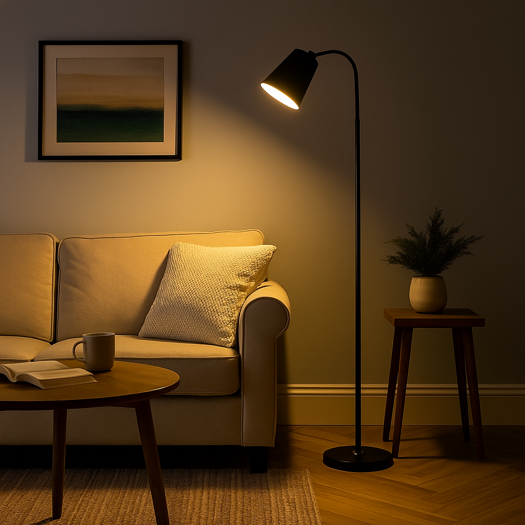 Floor Lamp Wood And Metal 150.0–160.0 cm White Reading Room Adjustable E27 Scandinavian Standing Light For Sofa Bedroom | Thomler