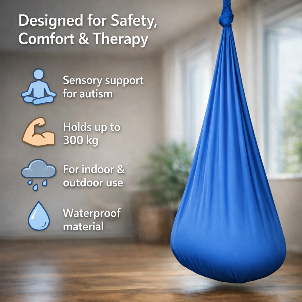 Sensory Swing Weather Resistant Textile 100.0 x 280.0 cm Indoor Outdoor Relaxation Hanging Cocoon Seat For Children Adults | Thomler