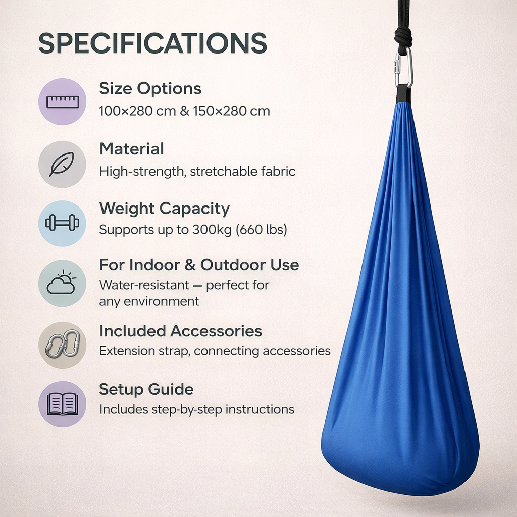 Sensory Swing Weather Resistant Textile 100.0 x 280.0 cm Indoor Outdoor Relaxation Hanging Cocoon Seat For Children Adults | Thomler