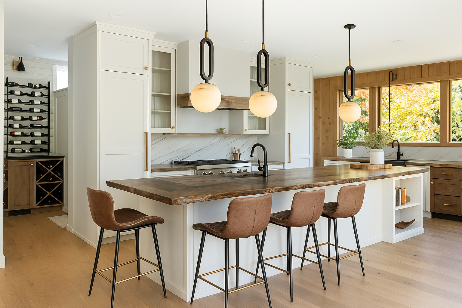 Stone Hanging Light Fixture Natural Marble Pendant with Copper Detail Black Gold for Kitchen Island Dining Room Bedroom Hotel Lobby Modern M | Thomler