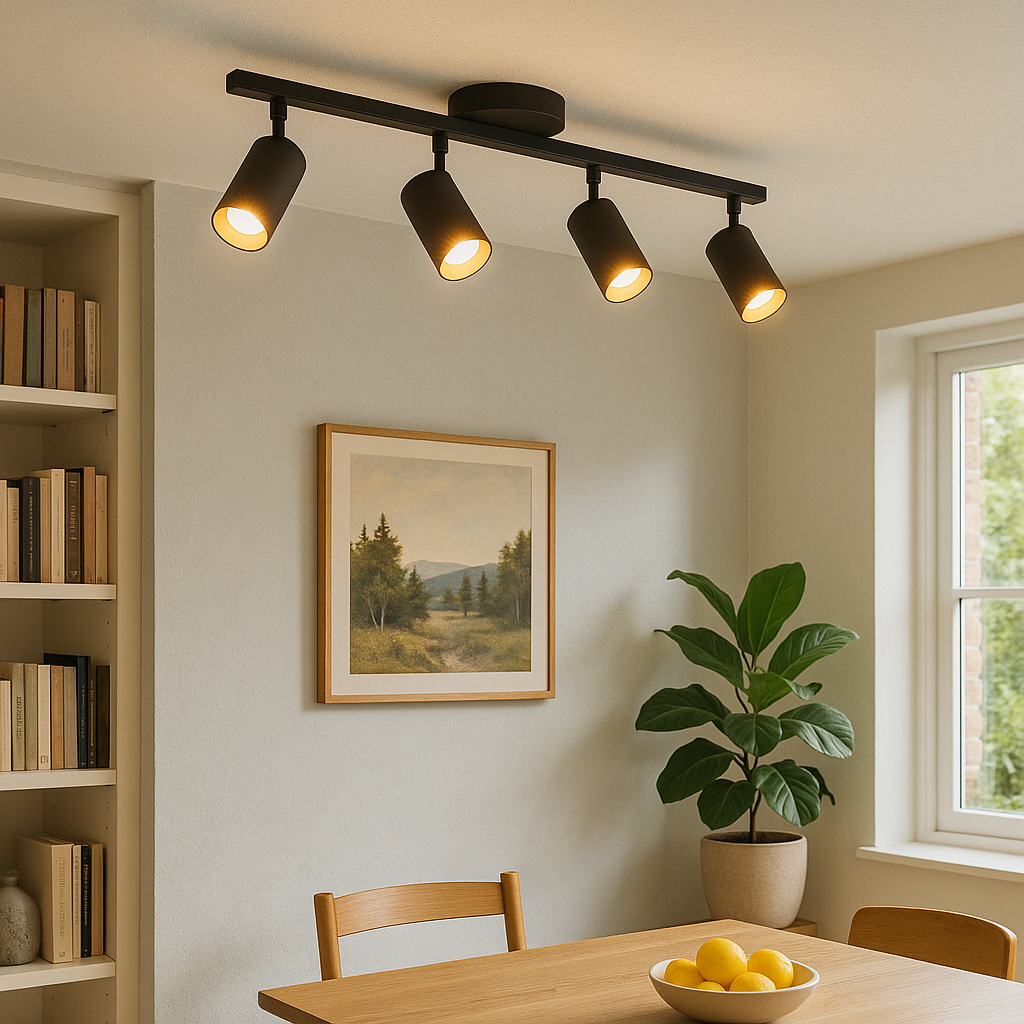 Ceiling Light Aluminum 4-Head GU10 80.0 cm Black Living Room Kitchen Adjustable Spotlight | Thomler