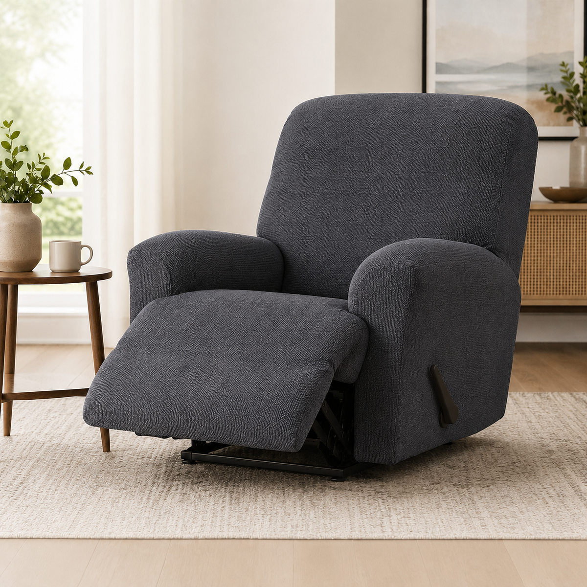 Stretch-Fit Recliner Slipcover with Side Storage Pocket – Furniture Protector for Living Room Lounge Chairs | Thomler
