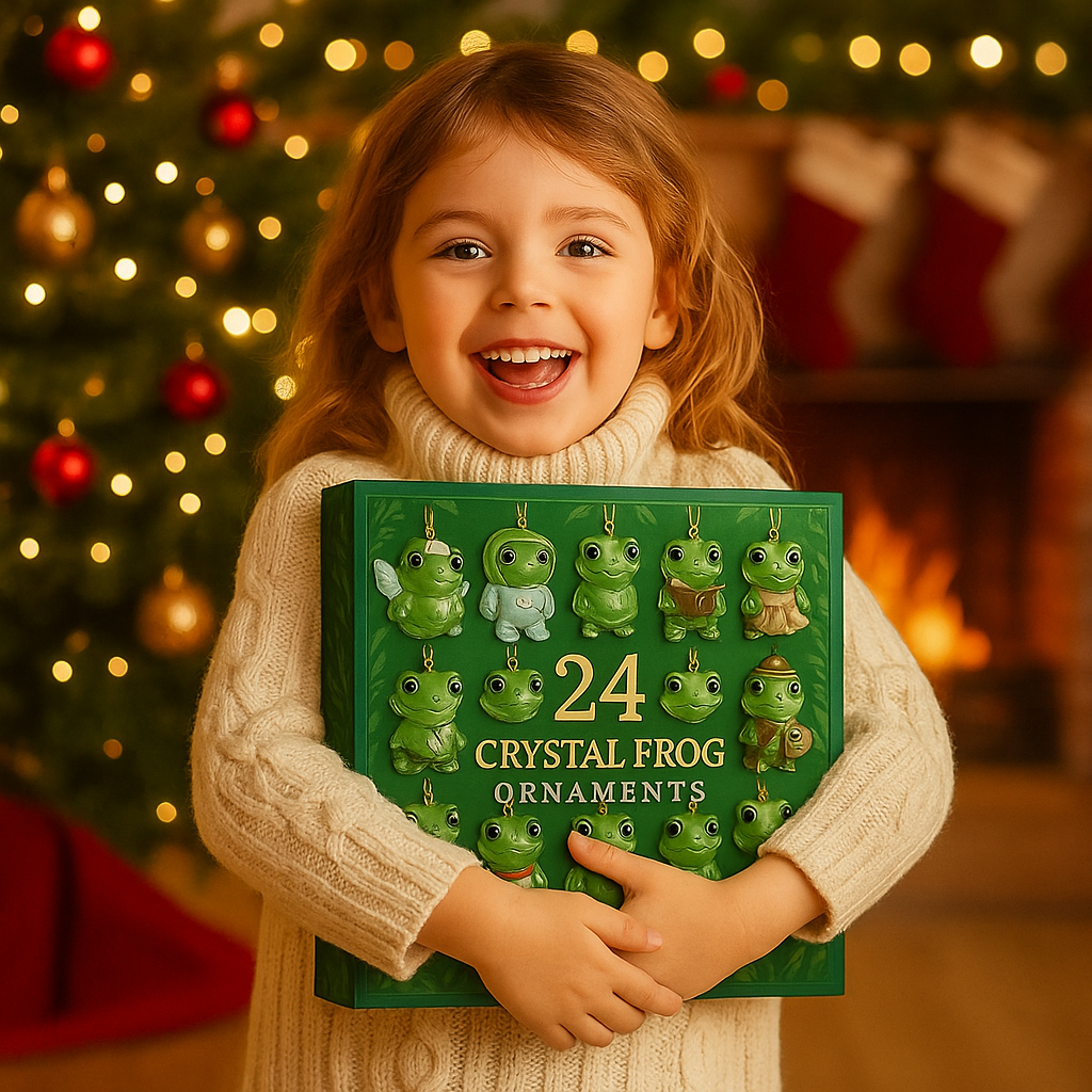 Crystal Frog Ornament Advent Calendar – 24 Miniature Collectible Charms for Christmas Countdown & Year-Round Display | Thomler