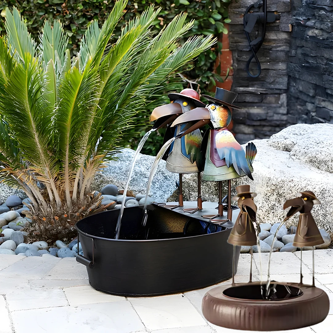 Polyresin Animal Fountain with Electric Pump for Patio, Deck & Backyard | Natural Stone Look Water Feature | Thomler