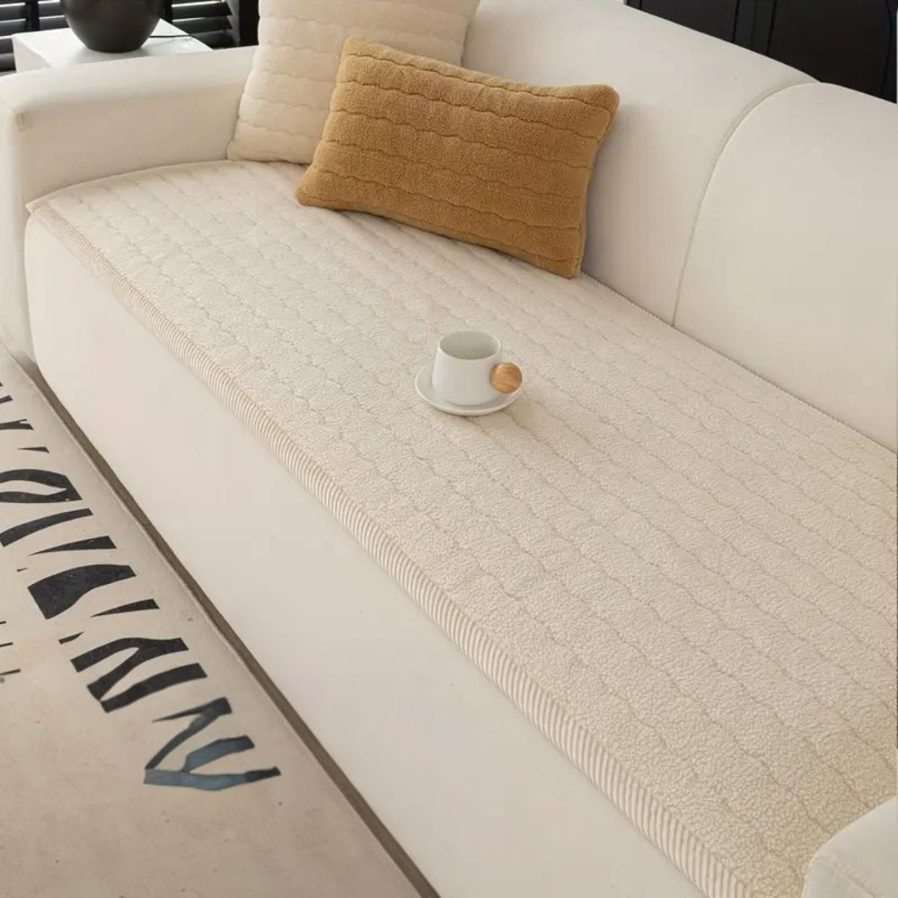 Soft Plush Couch Protector with Non-Slip Backing for Pets, Spills & Everyday Use in Living Room & Bedroom | Thomler