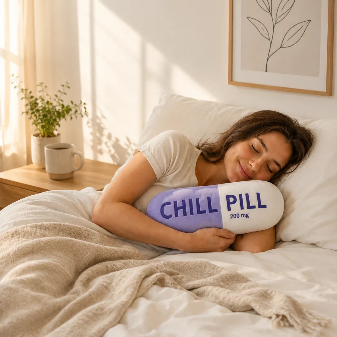 Oversized Pill-Shaped Throw Pillow – Humor & Comfort for Couch, Bed, Dorm – Soft Plush Novelty Cushion for Living Room, Office, Bedroom | Thomler
