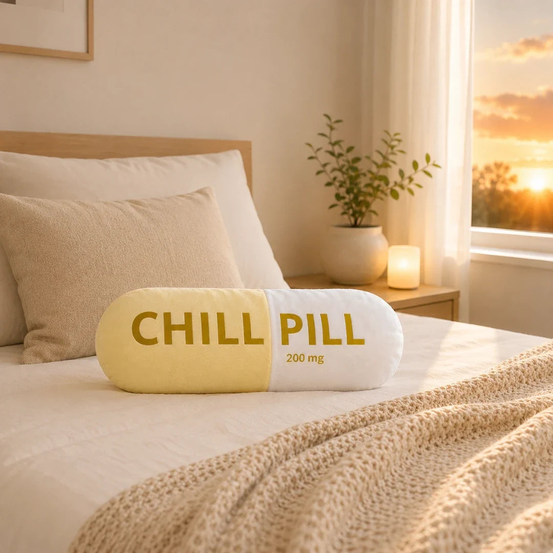 Oversized Pill-Shaped Throw Pillow – Humor & Comfort for Couch, Bed, Dorm – Soft Plush Novelty Cushion for Living Room, Office, Bedroom | Thomler