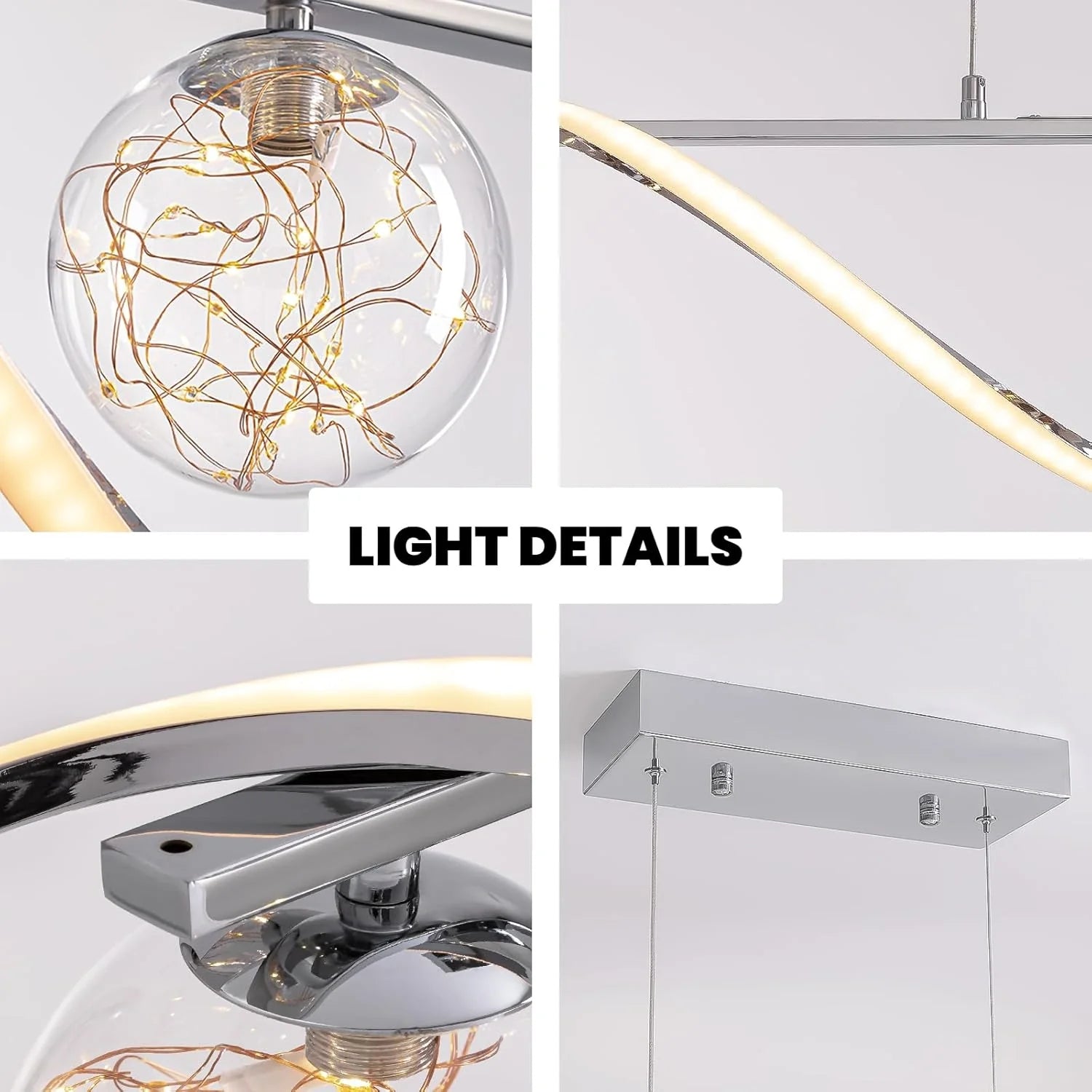 Pendant Light Metal Glass Linear 39.4 in Gold LED Dining Kitchen Island Chandelier Modern Minimalist Hanging Fixture | Thomler