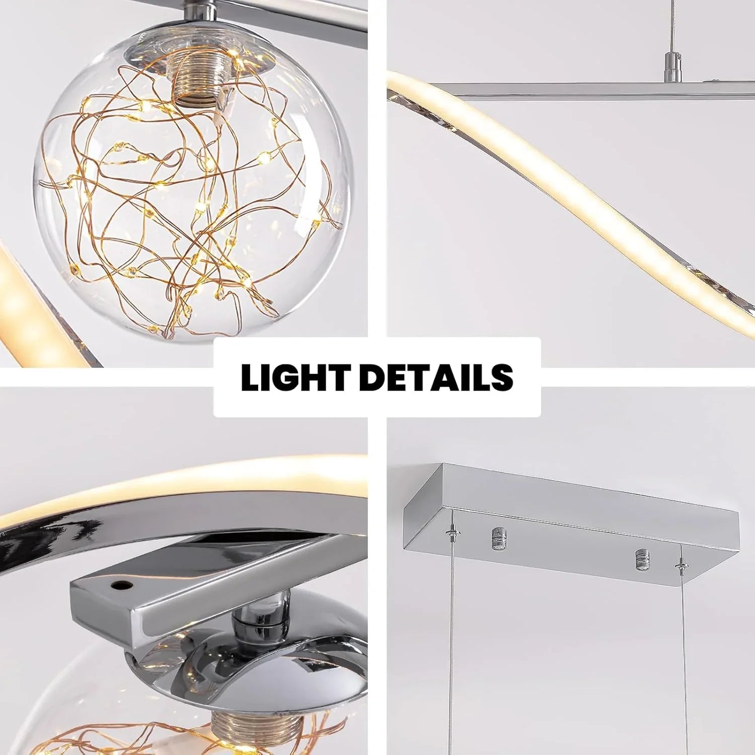 Pendant Light Glass Metal 100.0 cm Gold Dining Room Kitchen Island LED Hanging Ceiling Lamp Adjustable Suspension | Thomler