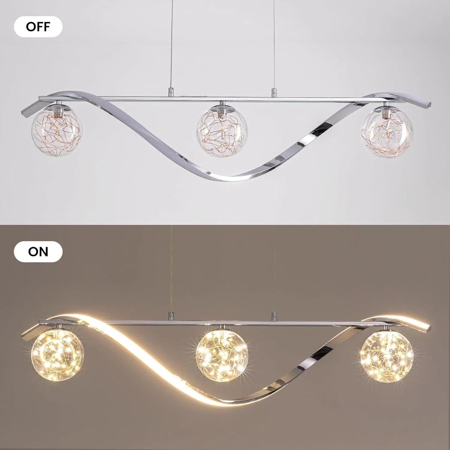 Pendant Light Glass Metal 100.0 cm Gold Dining Room Kitchen Island LED Hanging Ceiling Lamp Adjustable Suspension | Thomler