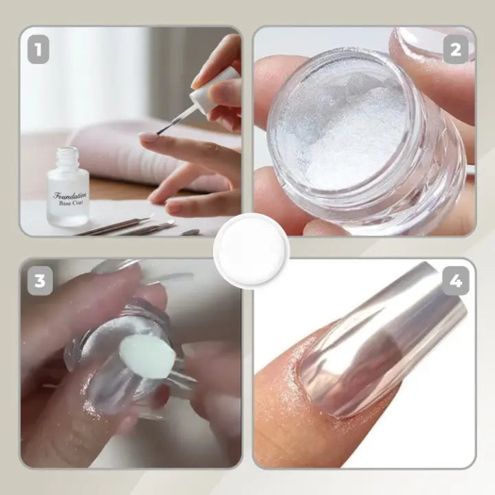 Nagelpulver Chrom Silber – Verwandelt jeden Lack in glänzendes Spiegelfinish