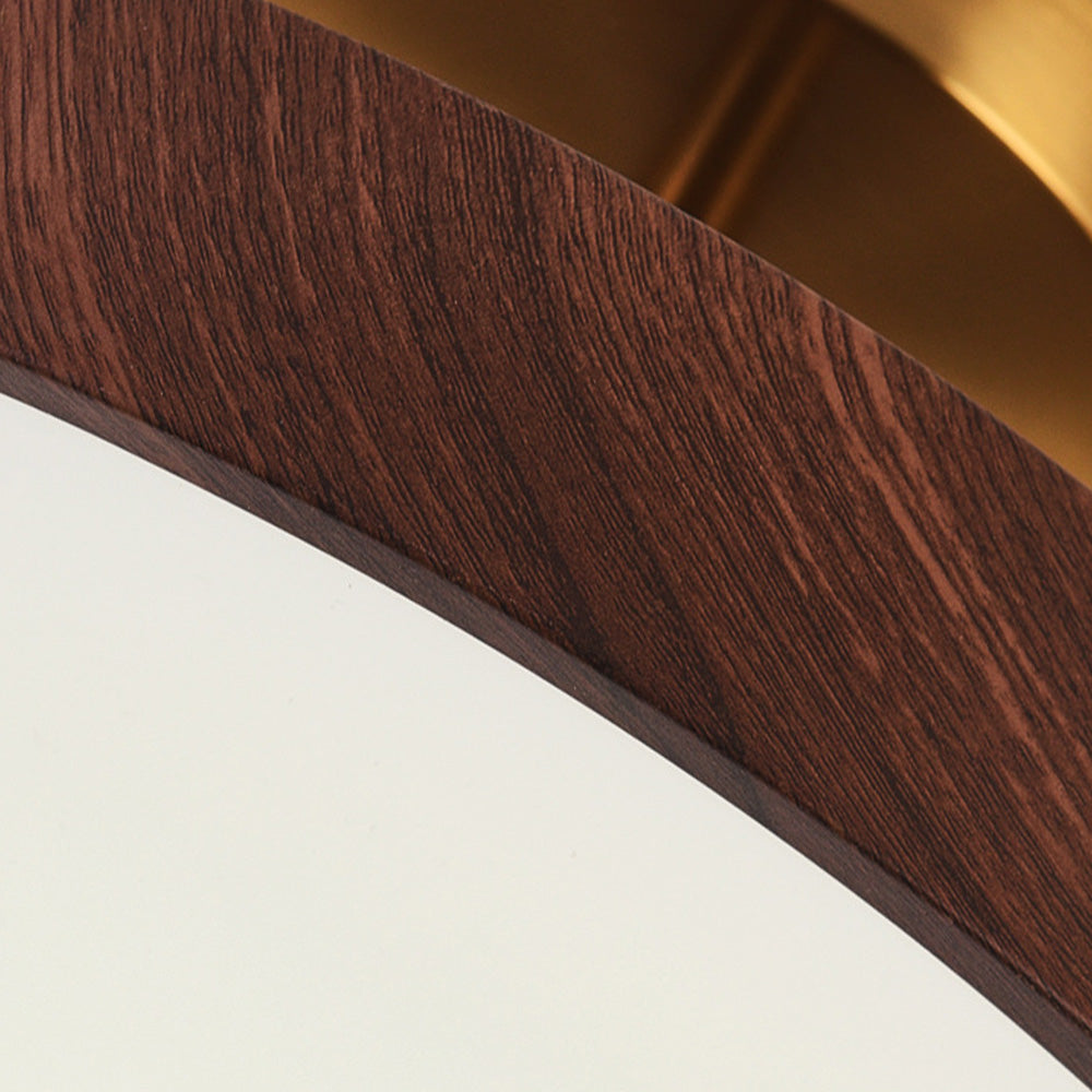 Flush Mount Ceiling Light with Wood Grain Finish & Gold Frame – Modern Scandinavian Design for Living Room, Bedroom & Dining Room | Thomler