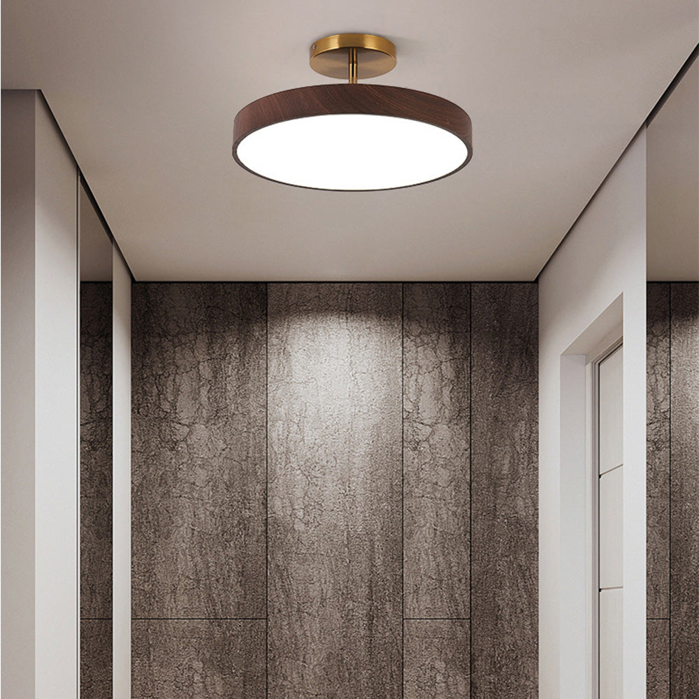Ceiling Light Wood-Look 40.0 cm Semi-Surface Mount Living Room Bedroom Dining Room Warm LED Lighting | Thomler
