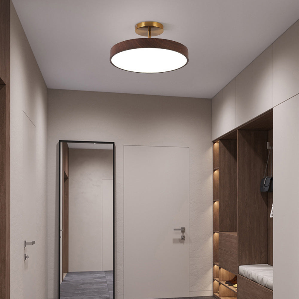Ceiling Light Wood-Look 40.0 cm Semi-Surface Mount Living Room Bedroom Dining Room Warm LED Lighting | Thomler