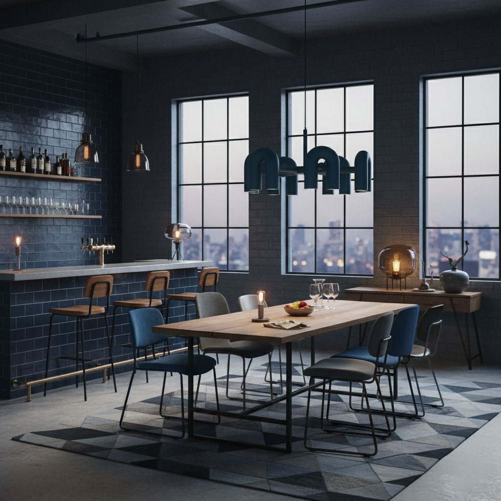 Aluminum U-Shape LED Chandelier 39.4 in Adjustable Ceiling Indoor Lighting Modern Modular Fixture for Living Room Dining Room Bedroom | Thomler