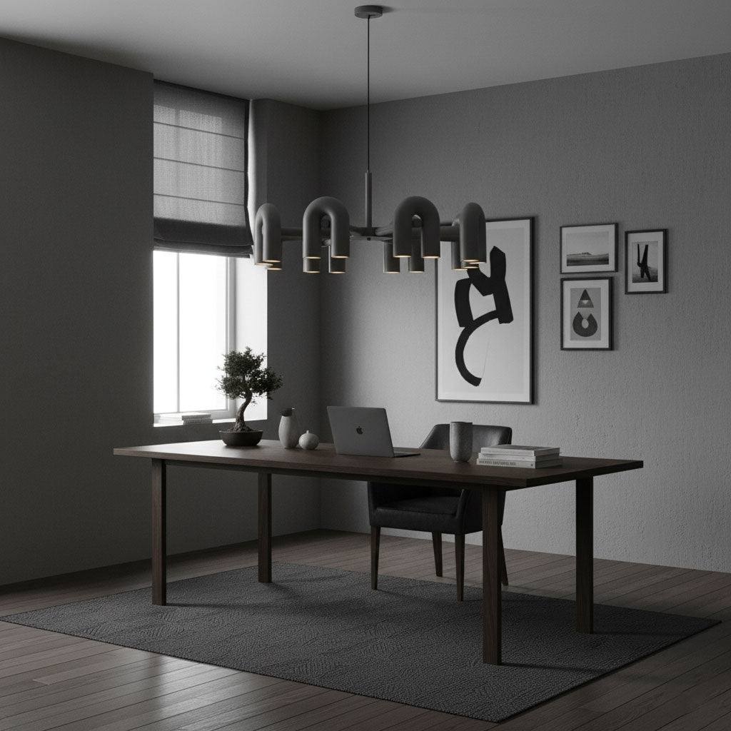 Aluminum U-Shape LED Chandelier 39.4 in Adjustable Ceiling Indoor Lighting Modern Modular Fixture for Living Room Dining Room Bedroom | Thomler